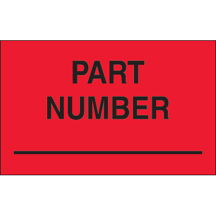 1 <span class='fraction'>1/4</span> x 2" - "Part Number" (Fluorescent Red) Labels