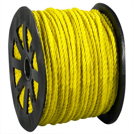 3/4", 7,650 lb, Yellow Twisted Polypropylene Rope